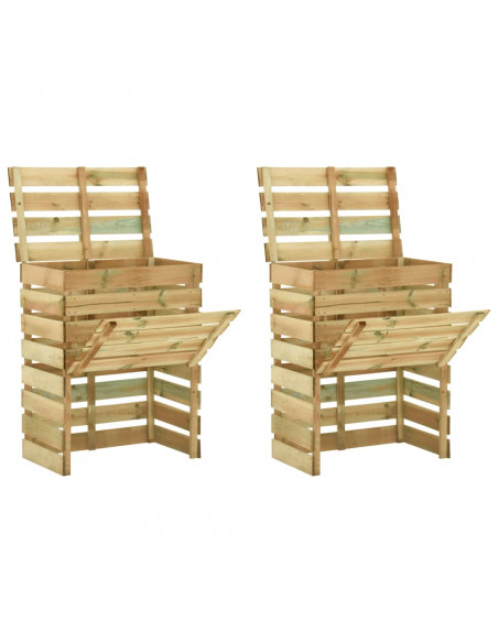 Compostiere da Giardino Doghe 2 pz 80x50x100 cm Pino Impregnato