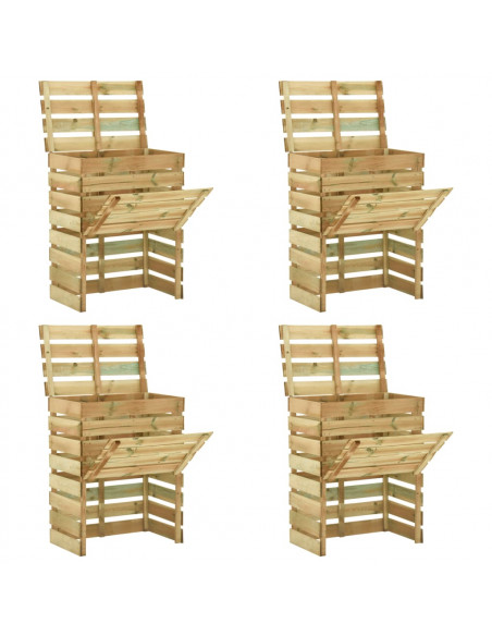 Compostiere da Giardino Doghe 4 pz 80x50x100 cm Pino Impregnato