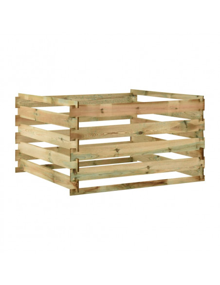 Compostiera da Giardino a Doghe 120x120x70cm in Pino Impregnato