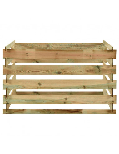 Compostiera da Giardino a Doghe 120x120x70cm in Pino Impregnato