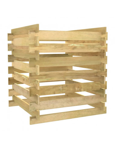 Compostiera da Giardino a Doghe 90x90x90cm in Pino Impregnato