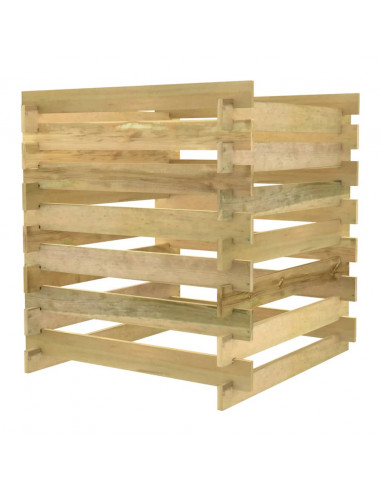 Compostiera da Giardino a Doghe 90x90x90cm in Pino Impregnato