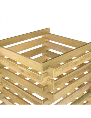 Compostiera da Giardino a Doghe 90x90x90cm in Pino Impregnato