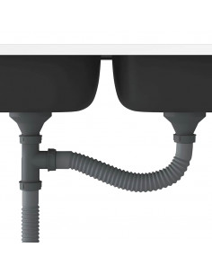 Lavello Cucina Doppia Vasca 800x500x155 mm Argento Acciaio Inox