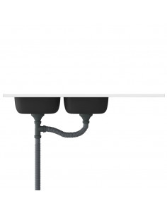 Lavello Cucina Doppia Vasca 1200x500x155mm Argento Acciaio Inox