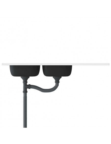 Lavello da Cucina Doppia Vasca Argento 1200x600x155 mm Acciaio