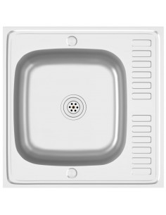 Lavello da Cucina con Scarico Argento 600x600x155 mm Acciaio 2