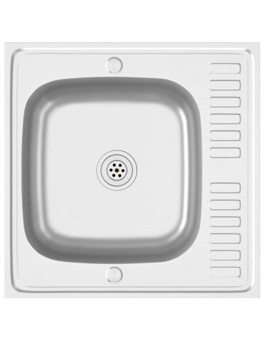 Lavello da Cucina con Scarico Argento 600x600x155 mm Acciaio