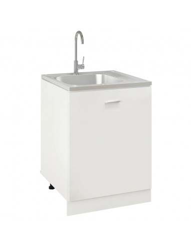 Lavello da Cucina con Scarico Argento 600x600x155 mm Acciaio