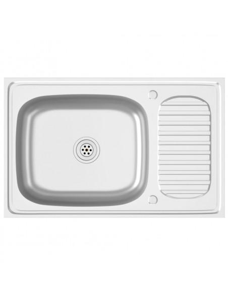 Lavello da Cucina con Scarico Argento 800x500x155 in Acciaio