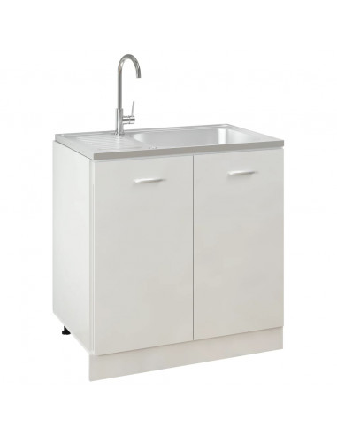 Lavello da Cucina con Scarico Argento 800x500x155 in Acciaio