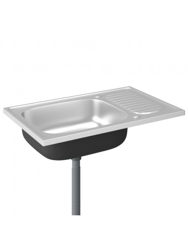Lavello da Cucina con Scarico Argento 800x500x155 in Acciaio