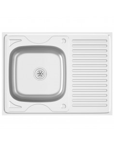 Lavello da Cucina con Scarico Argento 800x600x155 mm Acciaio 2