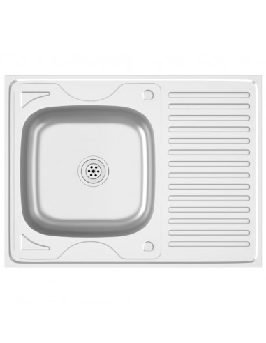 Lavello da Cucina con Scarico Argento 800x600x155 mm Acciaio