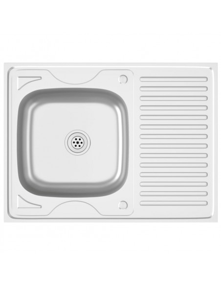 Lavello da Cucina con Scarico Argento 800x600x155 mm Acciaio