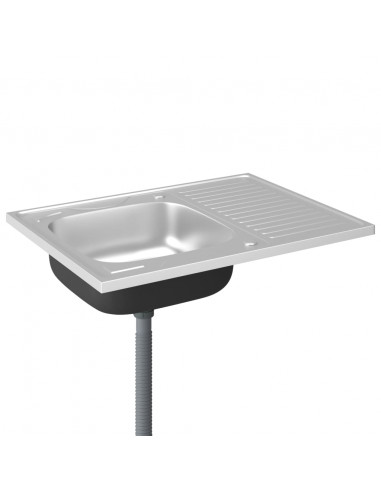 Lavello da Cucina con Scarico Argento 800x600x155 mm Acciaio