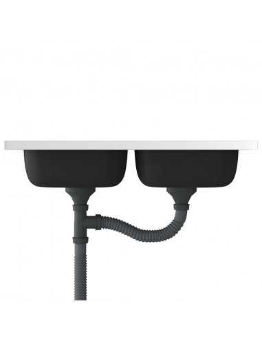 Lavello Cucina Doppia Vasca 800x500x155 mm Argento Acciaio Inox