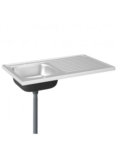 Lavello da Cucina con Scarico Argento 1000x600x155 mm Acciaio
