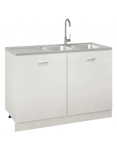 Lavello Cucina Doppia Vasca 1200x500x155mm Argento Acciaio Inox