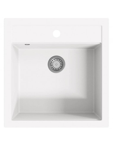 Lavello da Cucina in Granito Vasca Singola Bianco