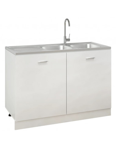 Lavello da Cucina Doppia Vasca Argento 1200x600x155 mm Acciaio