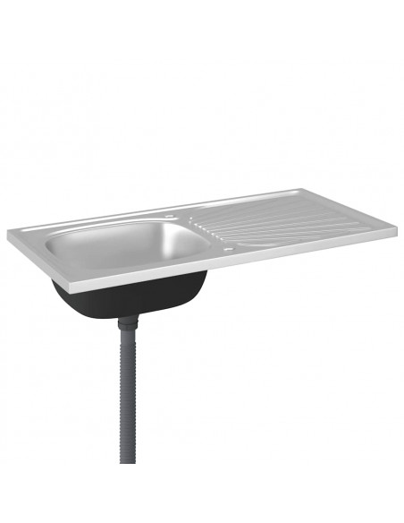 Lavello da Cucina con Scarico Argento 1000x500x155 mm Acciaio