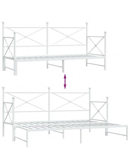 Divano Letto Estraibile senza Materasso Bianco 75x190cm Acciaio