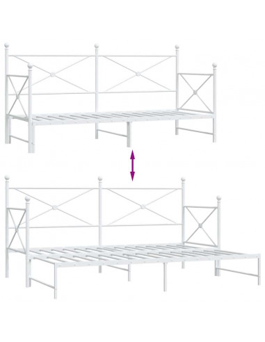 Divano Letto Estraibile senza Materasso Bianco 80x200cm Acciaio