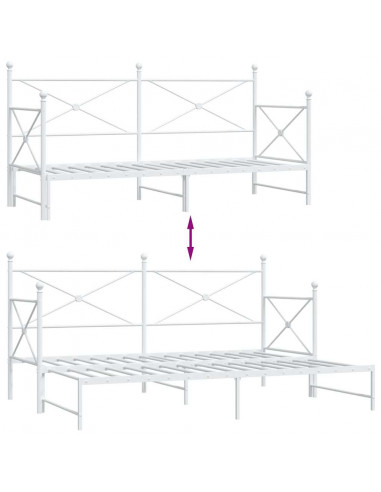 Divano Letto Estraibile senza Materasso Bianco 90x190cm Acciaio