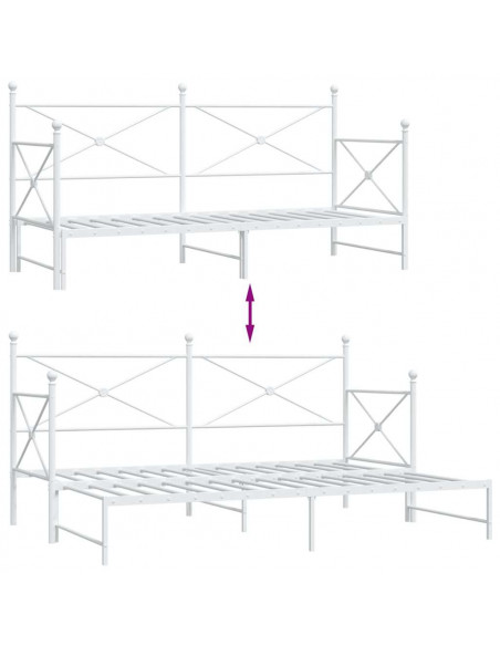 Divano Letto Estraibile senza Materasso Bianco 90x200cm Acciaio