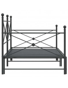 Divano Letto Estraibile senza Materasso Nero 100x190 cm Acciaio 2