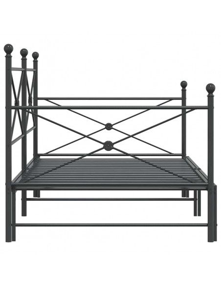 Divano Letto Estraibile senza Materasso Nero 100x190 cm Acciaio