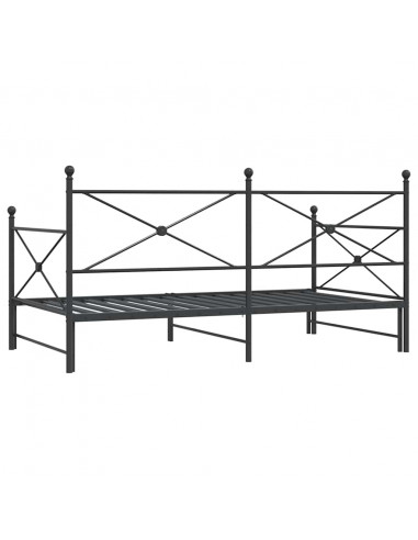 Divano Letto Estraibile senza Materasso Nero 100x190 cm Acciaio