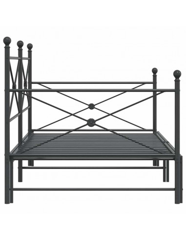 Divano Letto Estraibile senza Materasso Nero 100x200 cm Acciaio