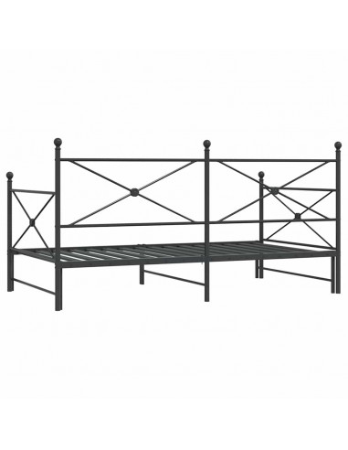 Divano Letto Estraibile senza Materasso Nero 100x200 cm Acciaio