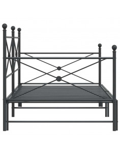 Divano Letto Estraibile senza Materasso Nero 107x203 cm Acciaio 2