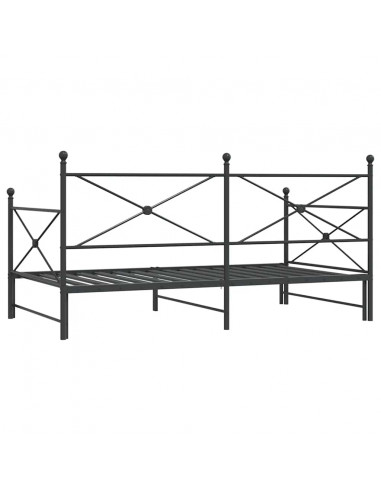 Divano Letto Estraibile senza Materasso Nero 107x203 cm Acciaio