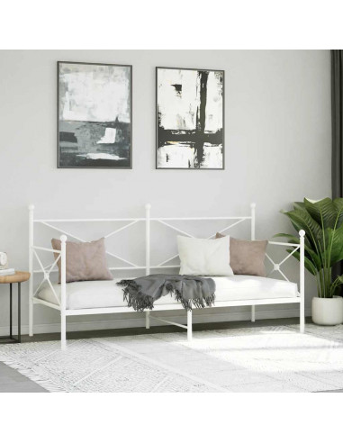 Dormeuse senza Materasso Bianco 90x190 cm in Acciaio