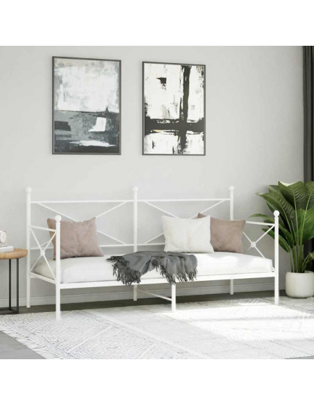 Dormeuse senza Materasso Bianco 90x200 cm in Acciaio
