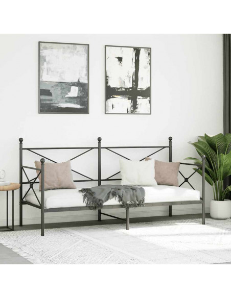 Dormeuse senza Materasso Nero 80x200 cm in Acciaio