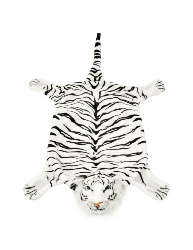 Tappeto di Peluche a Forma di Tigre 144 cm Bianco