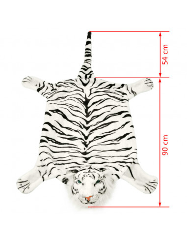 Tappeto di Peluche a Forma di Tigre 144 cm Bianco
