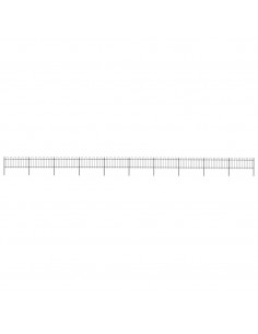 Recinzione da Giardino con Punta Tonda in Acciaio 17x0,8m Nera