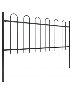 Recinzione da Giardino con Punta Tonda in Acciaio 17x0,8m Nera 2