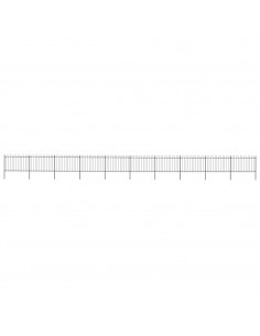 Recinzione da Giardino con Punta Tonda Acciaio 17x1,2m Nera