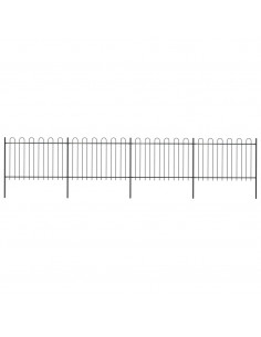 Recinzione da Giardino con Punta Tonda in Acciaio 6,8x1,2m Nera