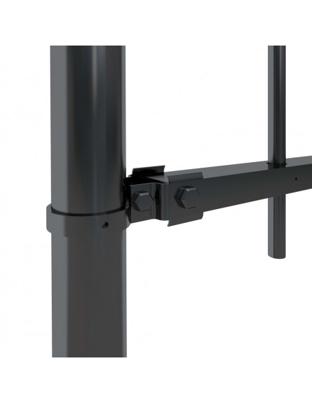 Recinzione da Giardino con Punta Tonda in Acciaio 6,8x1,2m Nera