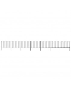 Recinzione Giardino Punta Tonda in Acciaio 11,9x1,2 m Nera