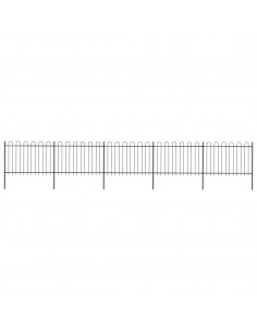 Recinzione Giardino con Punta Tonda in Acciaio 8,5x1,2 m Nera