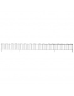 Recinzione Giardino con Punta Tonda in Acciaio 13,6x1,2m Nera